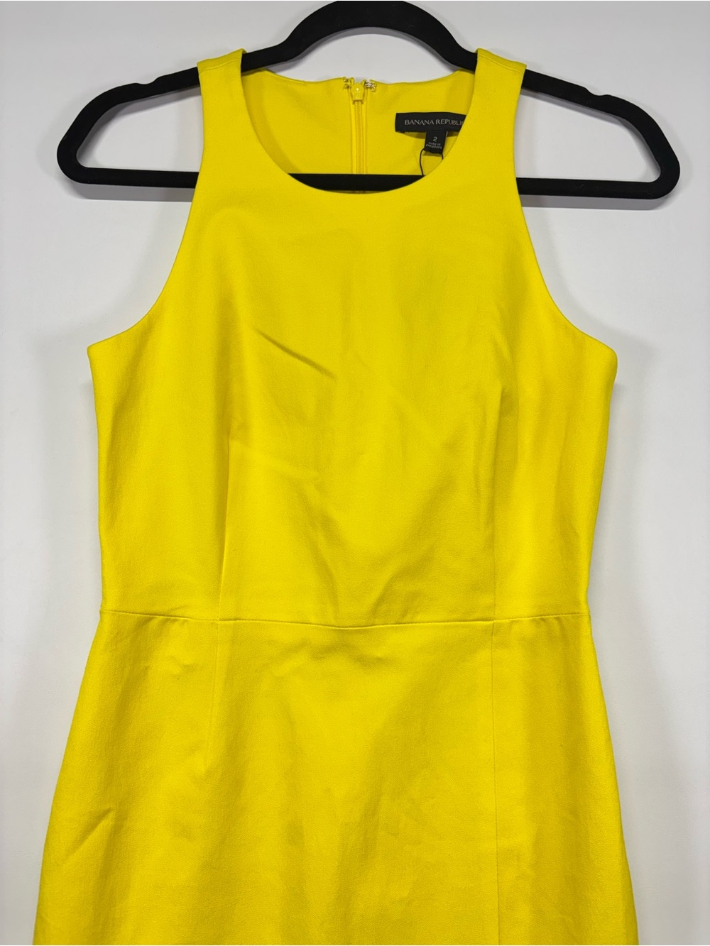 ✨Banana Republic Bright Yellow Midi Sheath Dress Size 2 - Picture 5 of 13